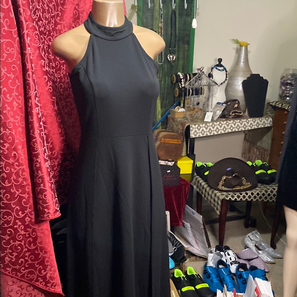 Mushare Black Sheath Halter Dress Cocktail